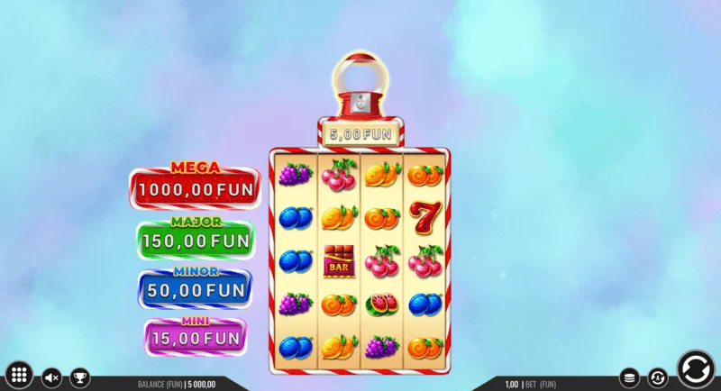 Sweet Candy Cash Stash - 列とコントロールボタンが特徴のゲーム画面